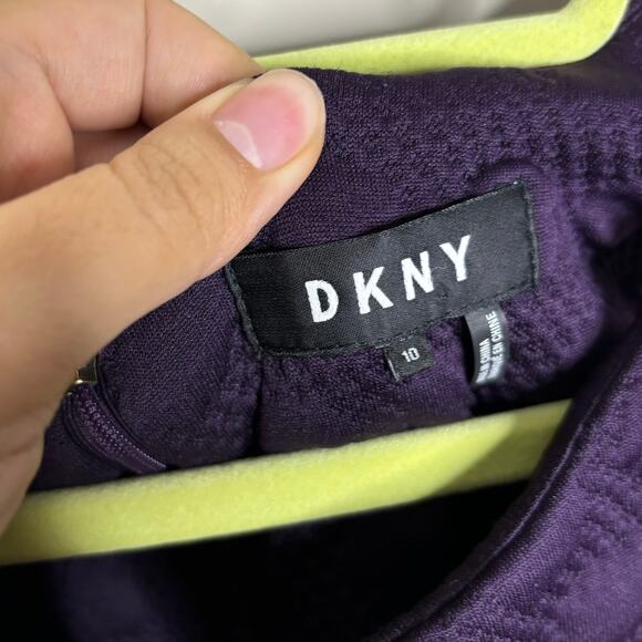 DKNY Eggplant Mini Fit Flare Dress Sz 10 - Picture 5 of 14